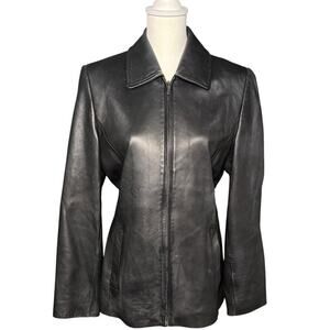 Vintage Esprit Black Leather Blazer Jacket Size Medium